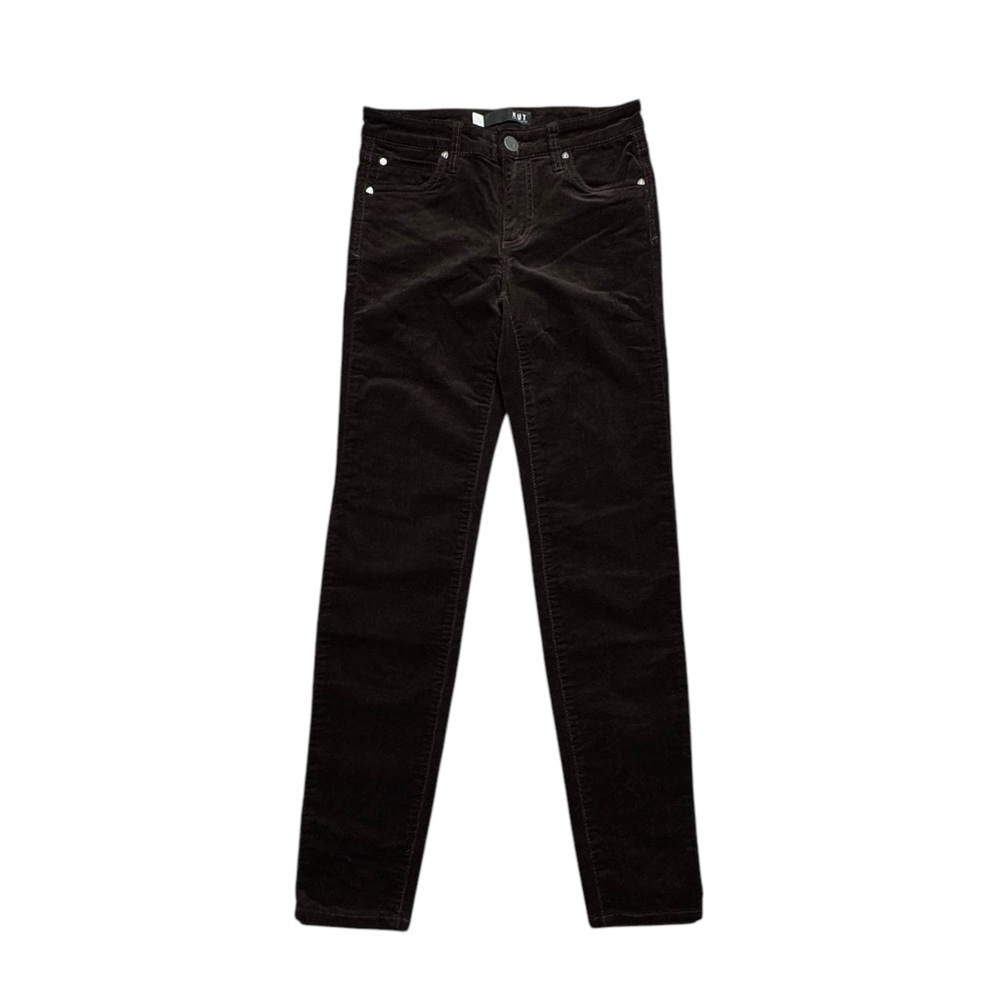 Kut From The Kloth‎ Diana Skinny Fit Corduroy Pants Size 0 Dark Brown Stretch